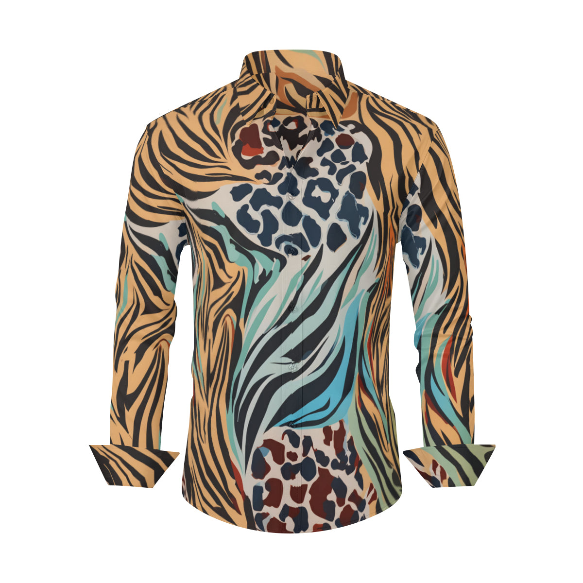 Animal Print Pattern Men's Classic Long-Sleeved Shirt