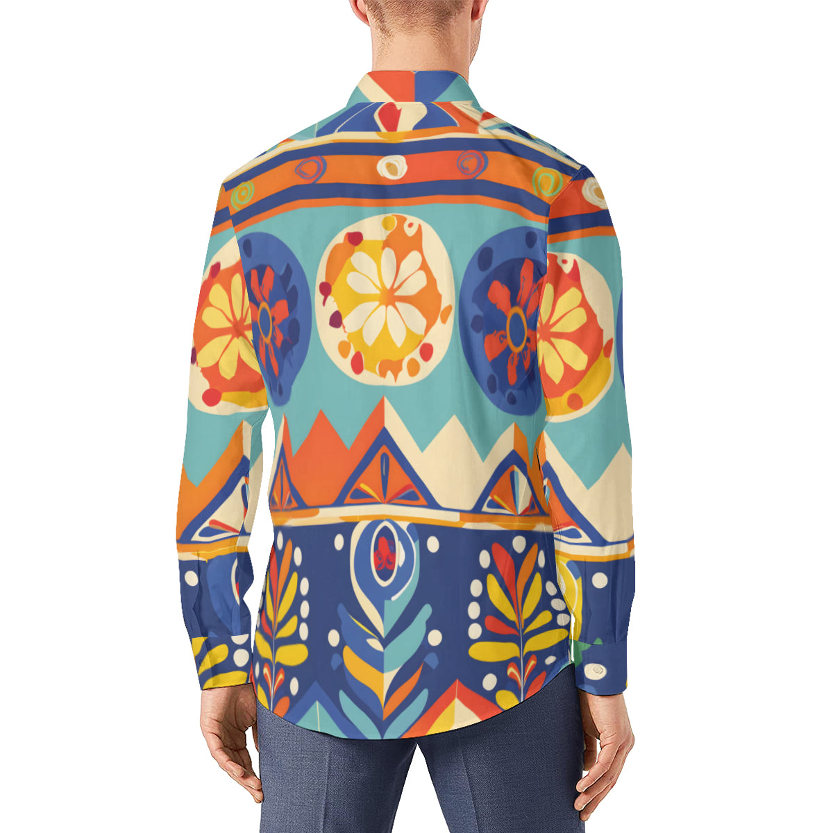 Abstract Pattern Men's Classic Long-Sleeved Shirt