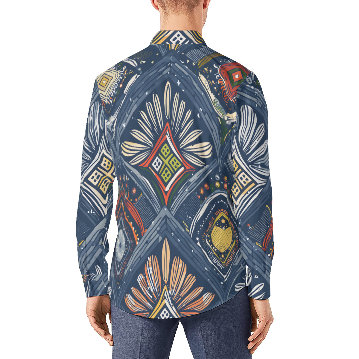 Abstract Pattern Men's Classic Long-Sleeved Shirt