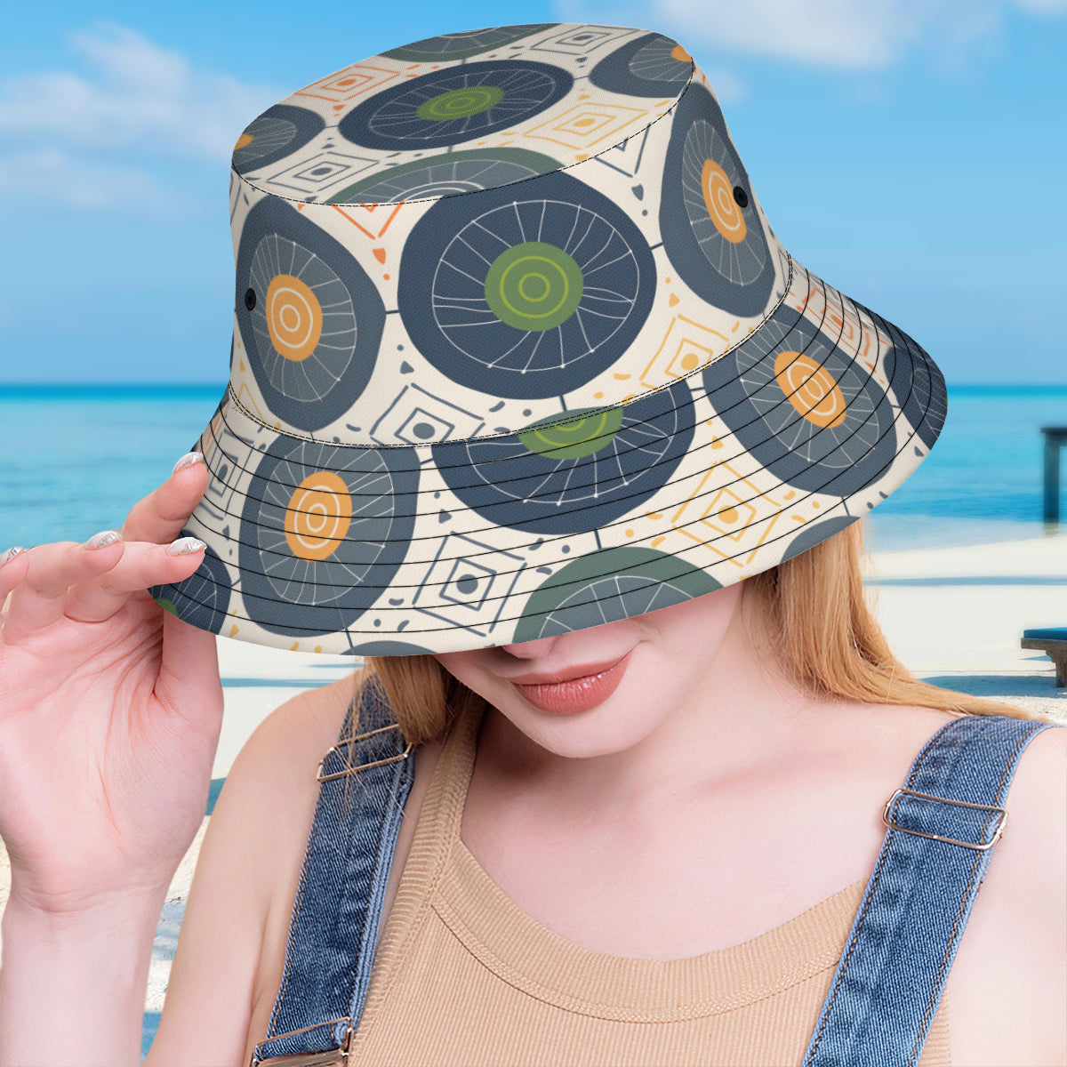 Abstract Denim Pattern Double-Sided Unisex Polyester Bucket Hat