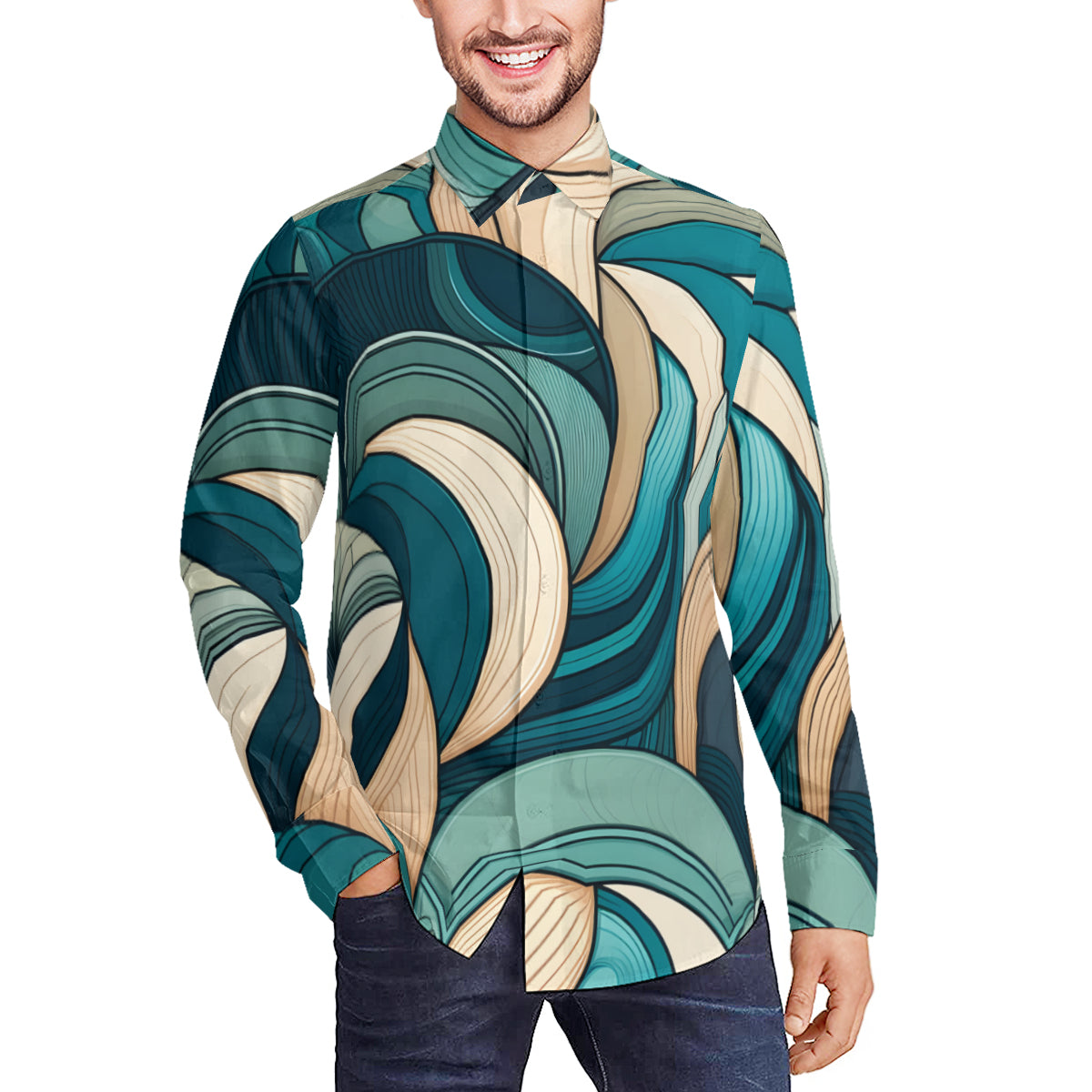 Abstract Pattern Men's Classic Long-Sleeved Shirt