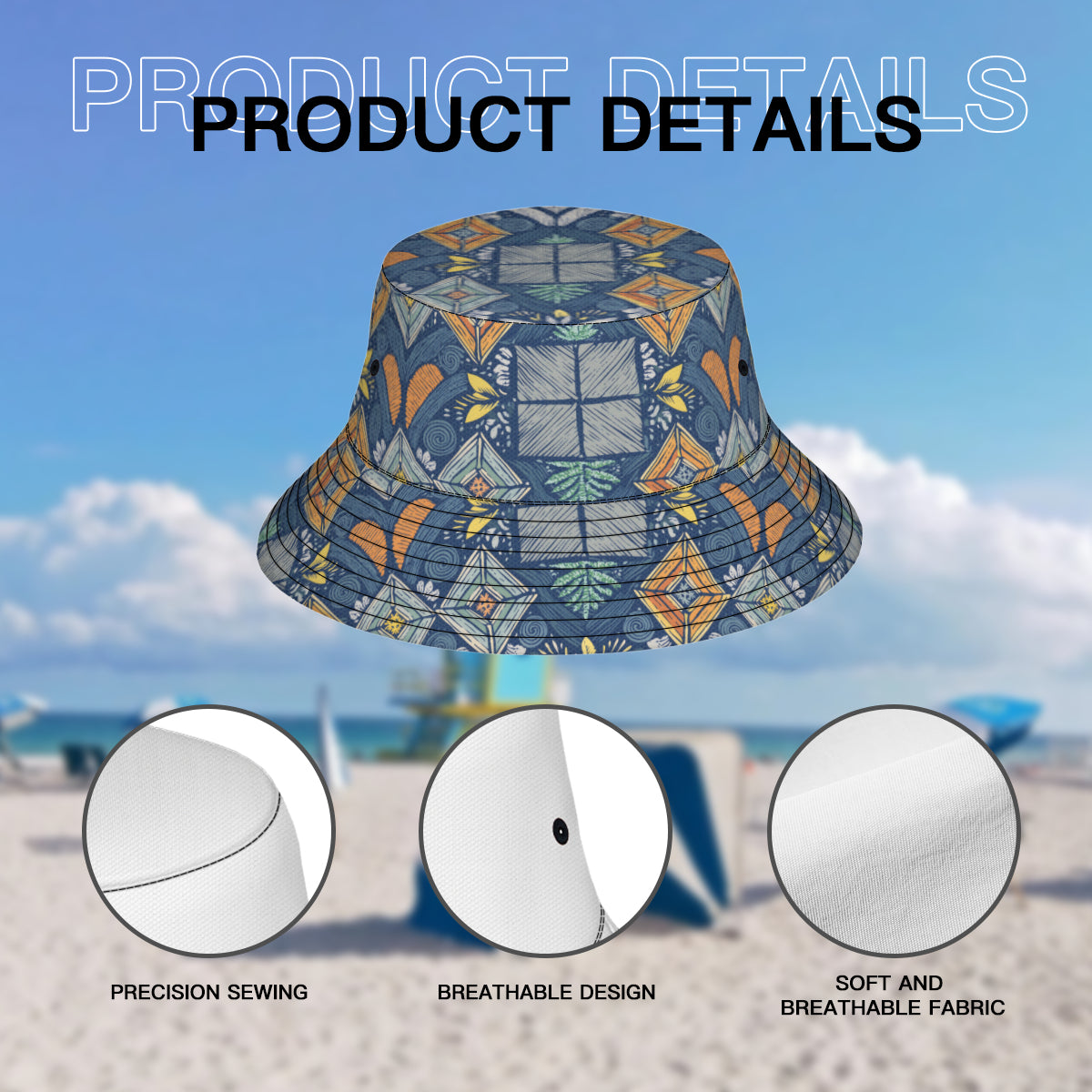 Abstract Denim Pattern  Double-Sided Unisex Polyester Bucket Hat