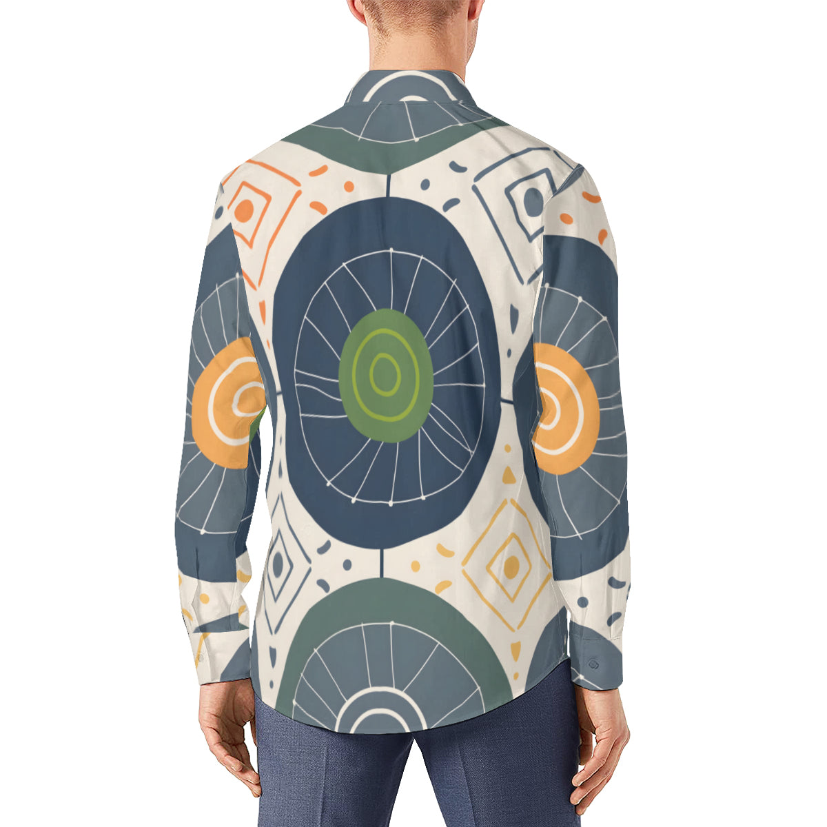 Abstract Denim Pattern Men's Classic Long-Sleeved Shirt