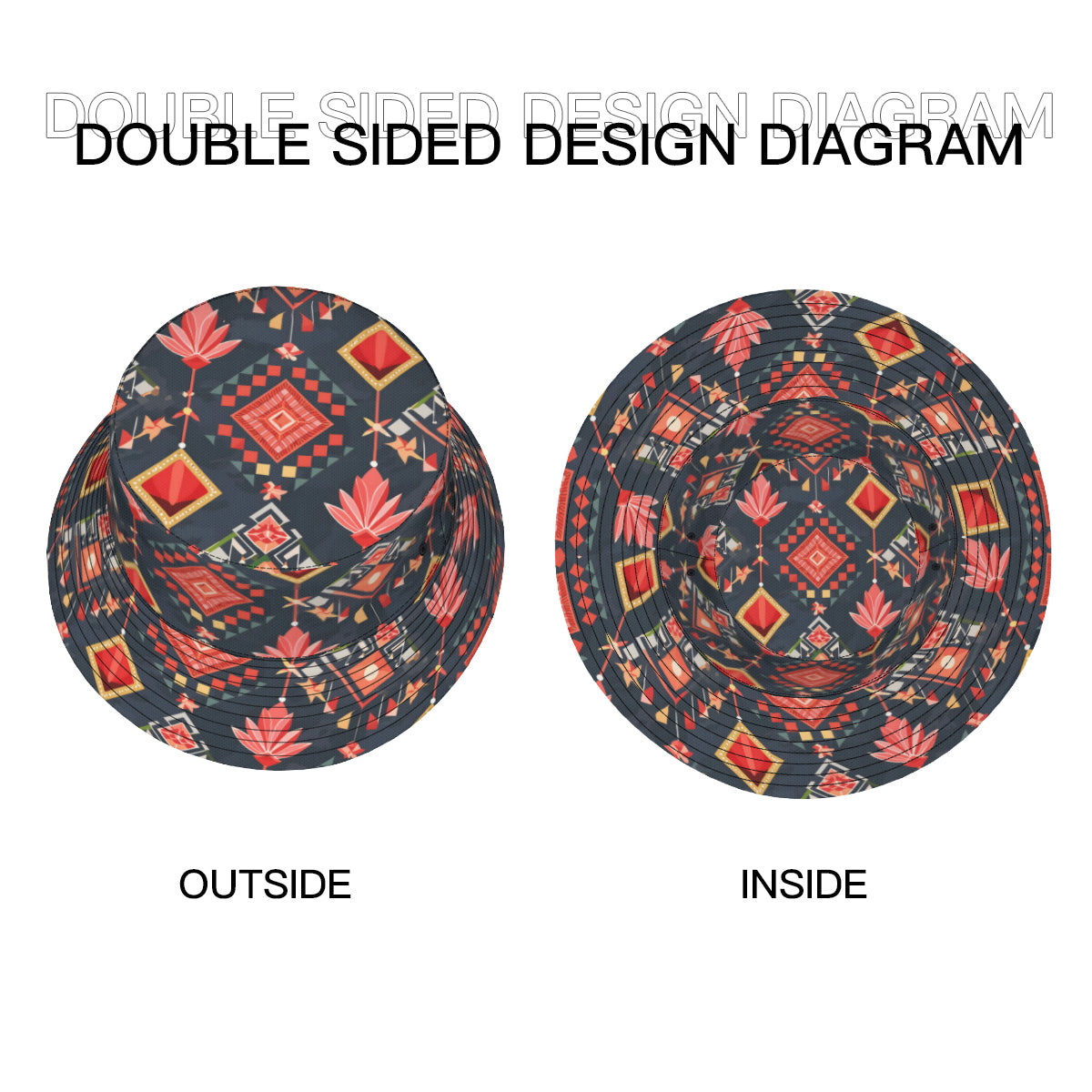 Abstract Pattern Double-Sided Unisex Polyester Bucket Hat