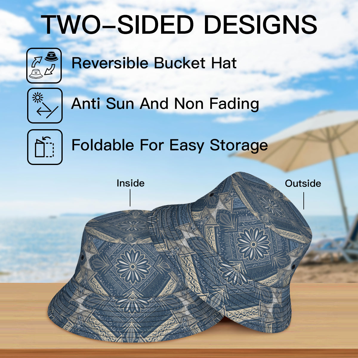 Abstract Pattern Double-Sided Unisex Polyester Bucket Hat