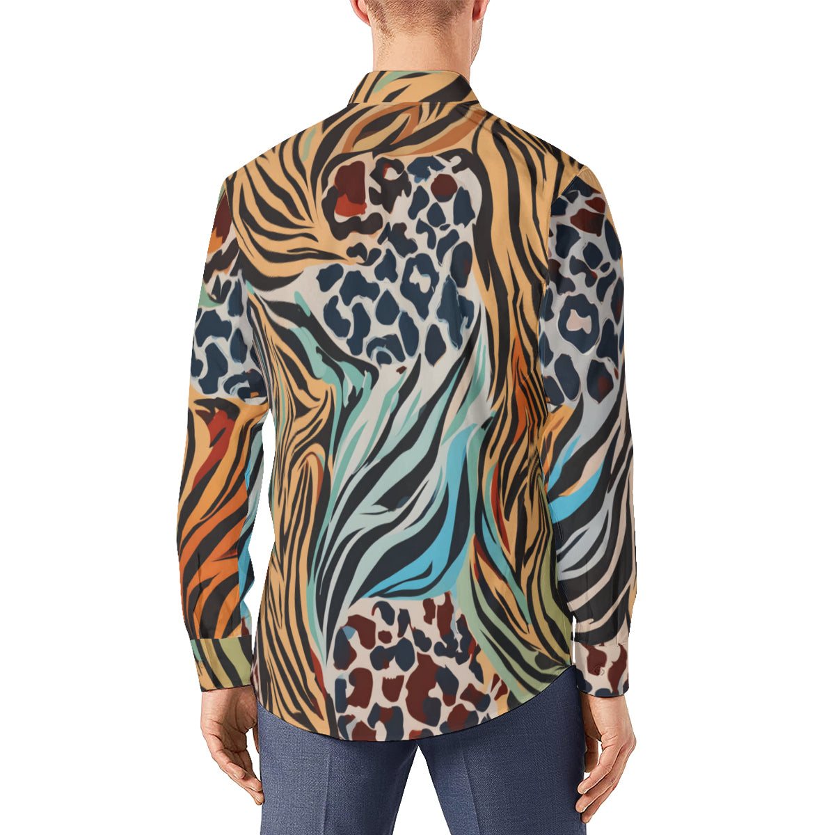 Animal Print Pattern Men's Classic Long-Sleeved Shirt