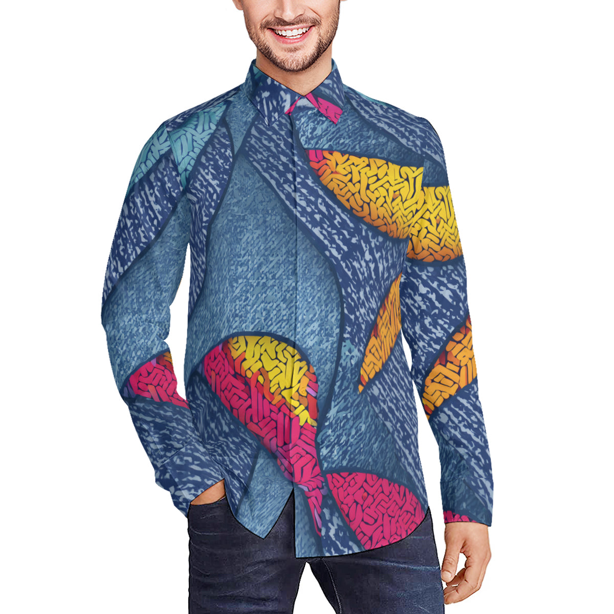 Abstract Pattern Men's Classic Long-Sleeved Shirt