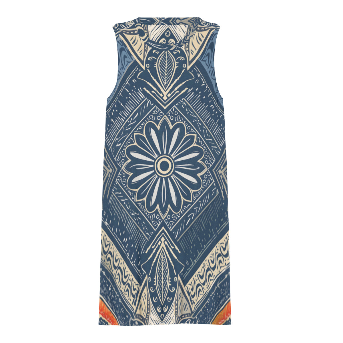 Abstract Pattern Sleeveless Slim-Fit Euro-Size Tank Slip Dress