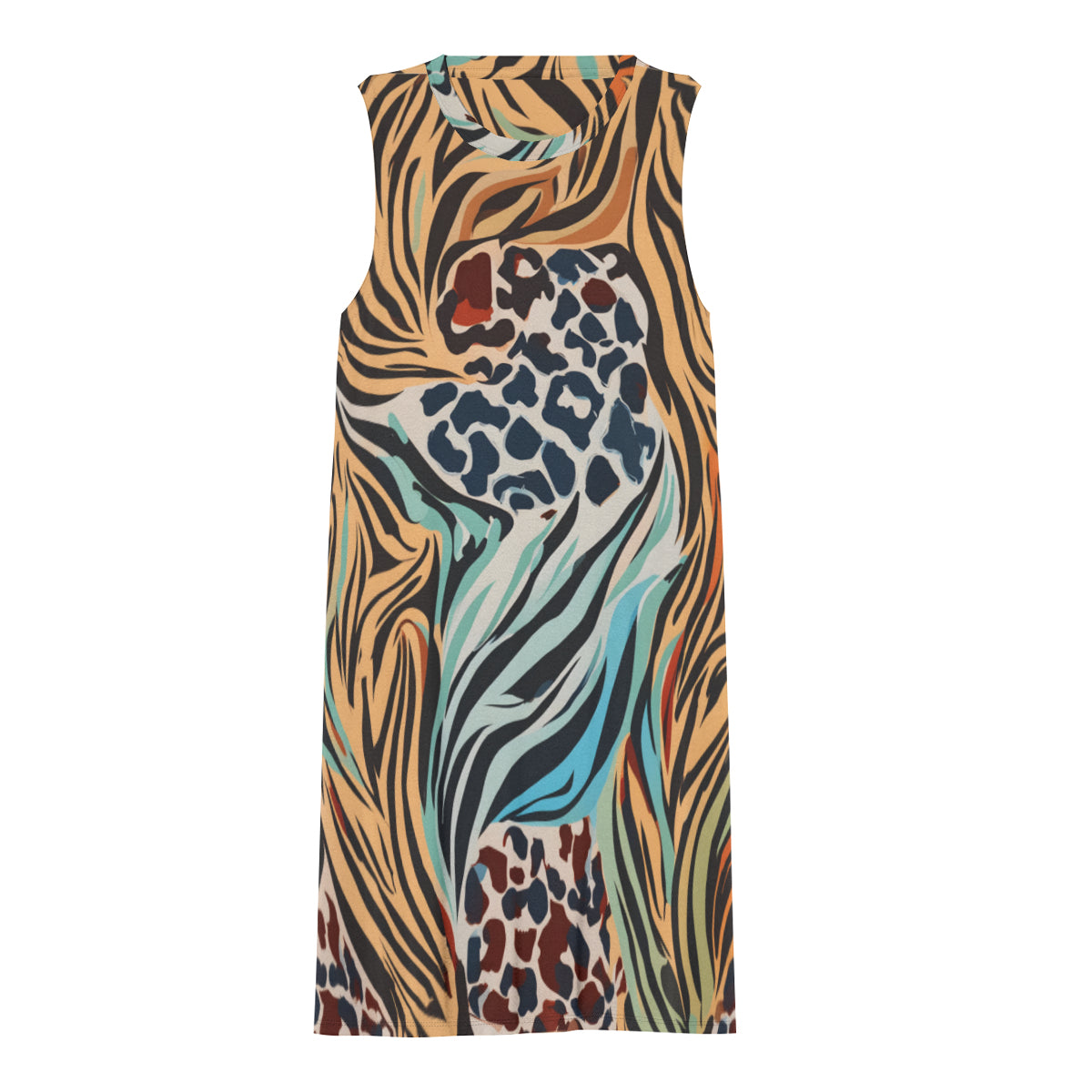 Animal Print pattern Sleeveless Slim-Fit Euro-Size Tank Slip Dress