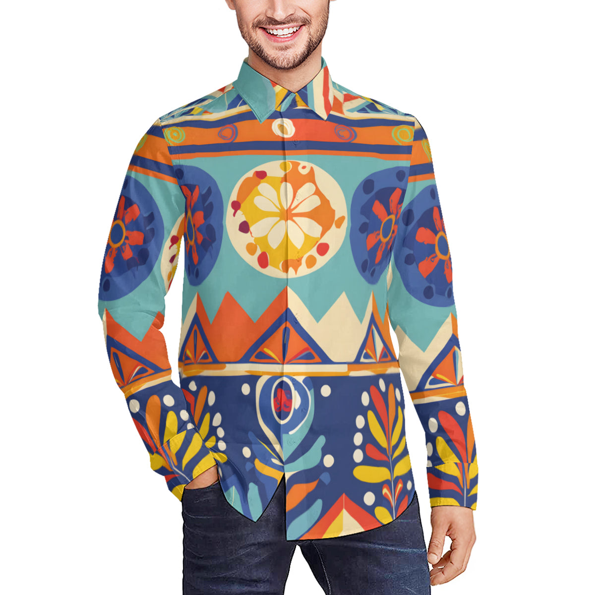 Abstract Pattern Men's Classic Long-Sleeved Shirt