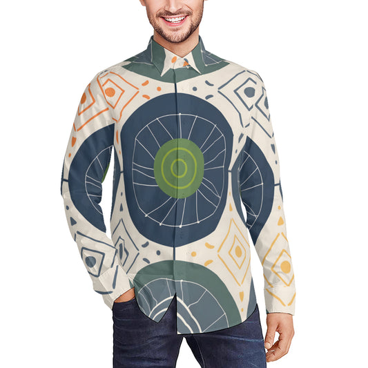 Abstract Denim Pattern Men's Classic Long-Sleeved Shirt