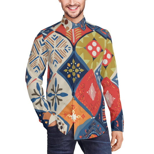 Abstract Pattern Men's Classic Long-Sleeved Shirt