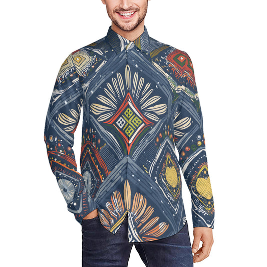 Abstract Pattern Men's Classic Long-Sleeved Shirt