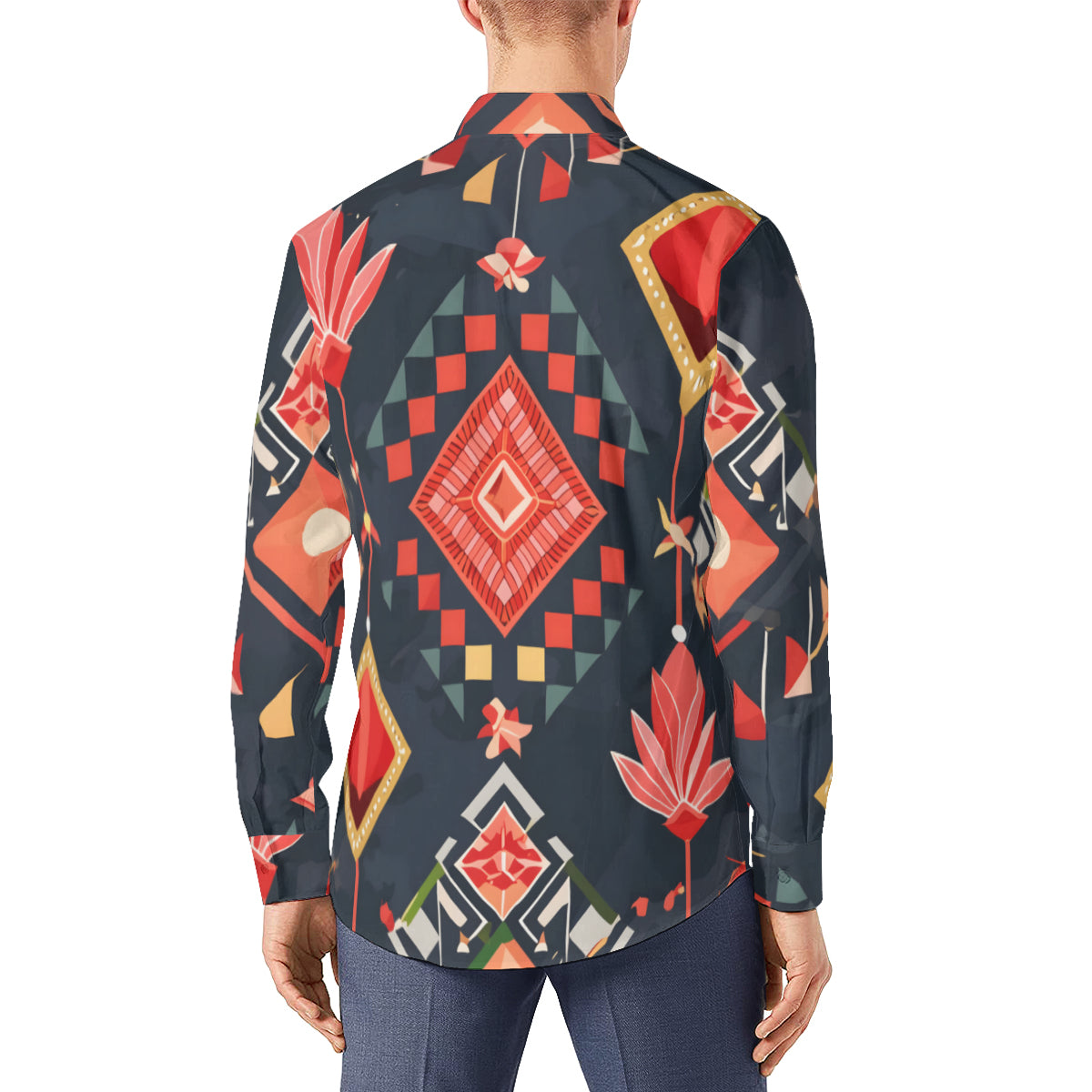 Abstract Pattern Men's Classic Long-Sleeved Shirt