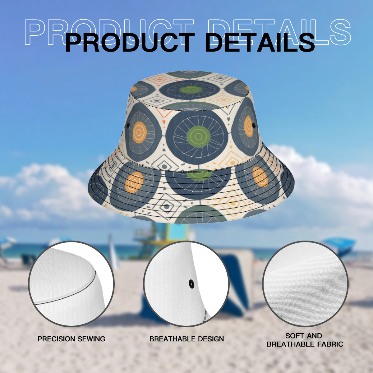 Abstract Denim Pattern Double-Sided Unisex Polyester Bucket Hat