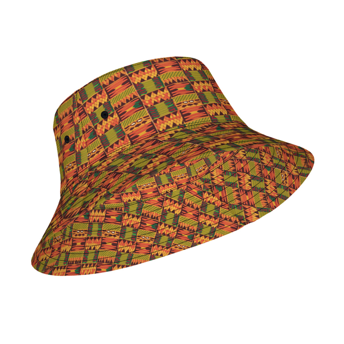 Abstract Kente Pattern Double-Sided Unisex Polyester Bucket Hat