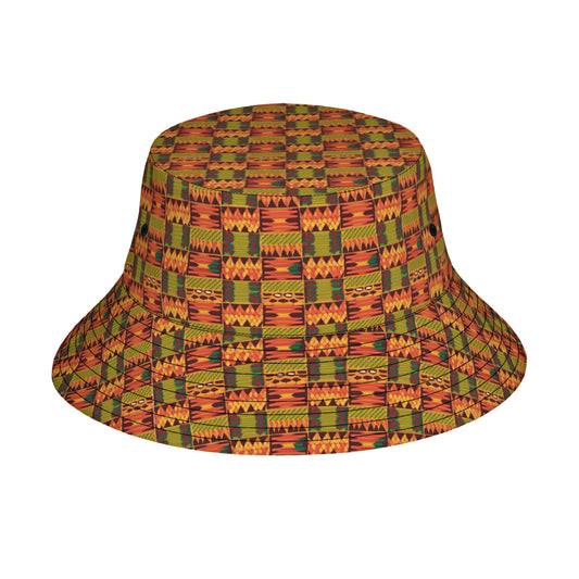 Abstract Kente Pattern Double-Sided Unisex Polyester Bucket Hat