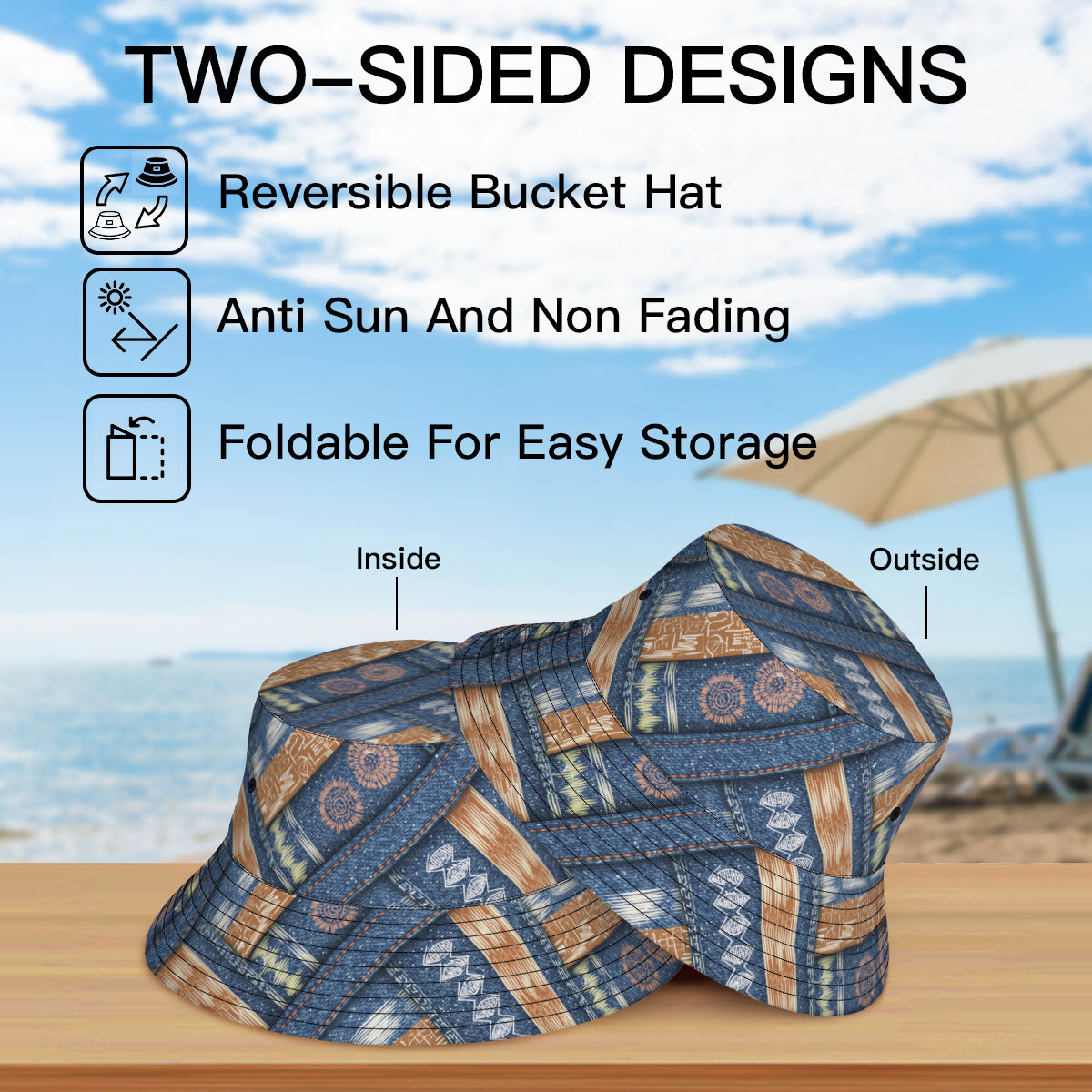 Abstract Pattern  Double-Sided Unisex Polyester Bucket Hat