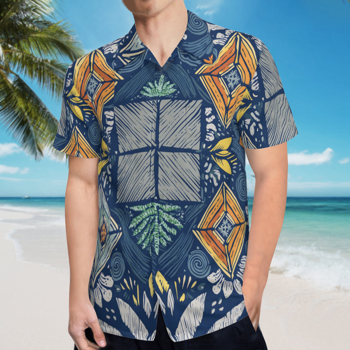 Abstract Denim Pattern Hawaiian Shirt