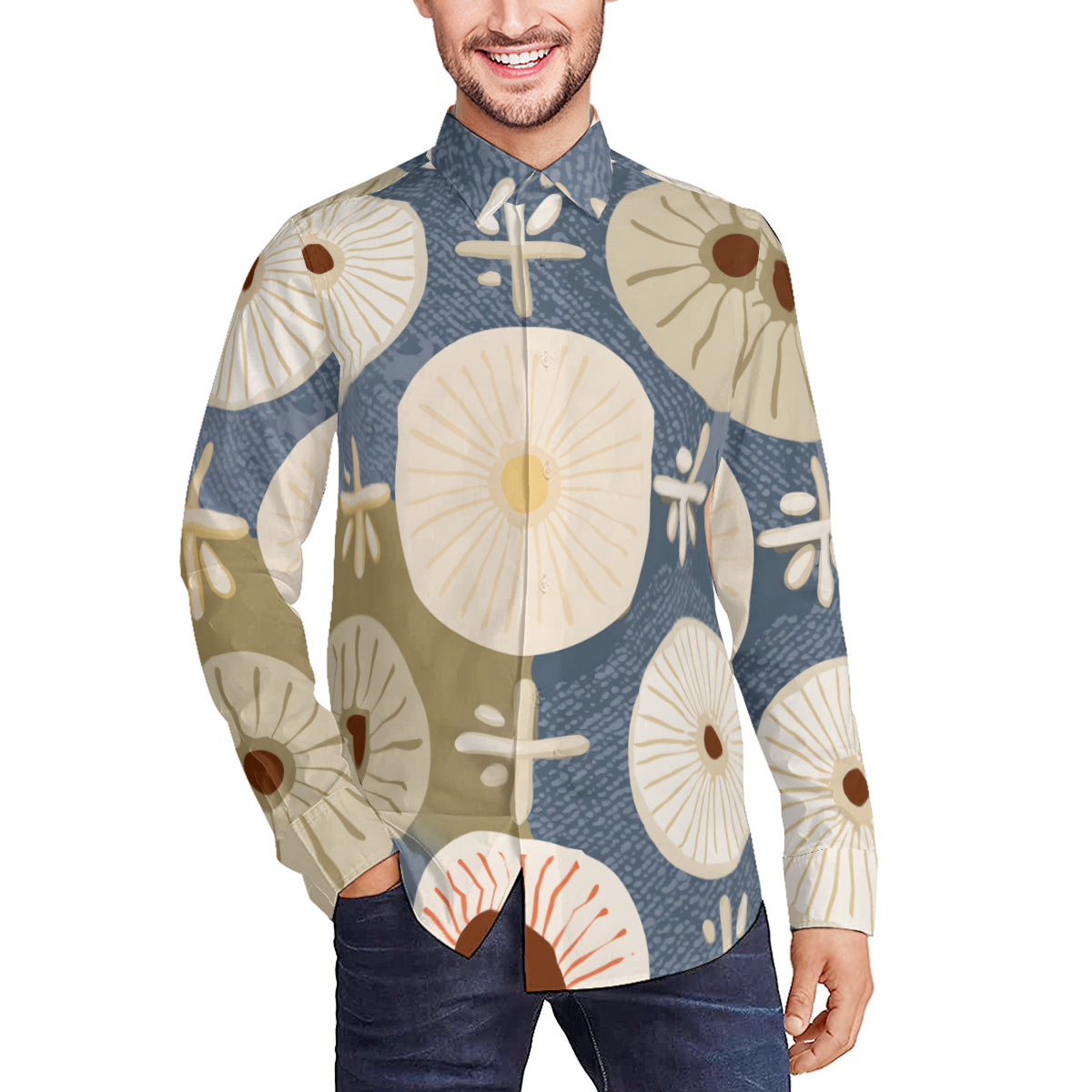 Abstract Pattern Men's Classic Long-Sleeved Shirt