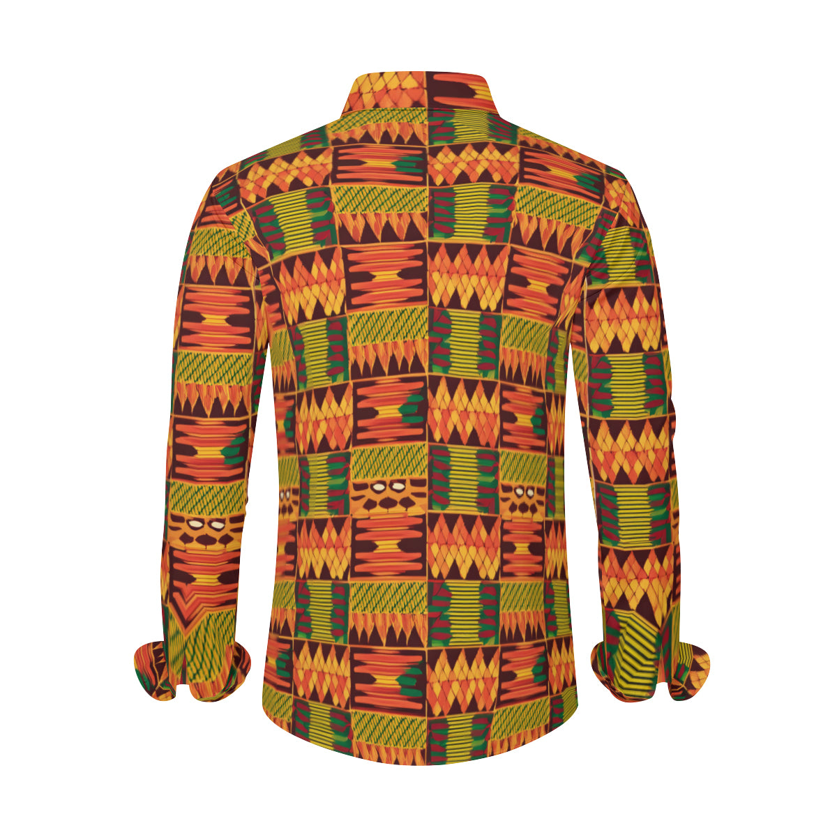 Abstract Kente Pattern Men's Classic Long-Sleeved Shirt